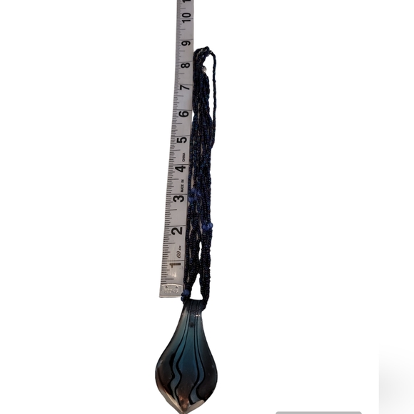 Blown Glass Pendant and Beaded Necklace - Picture 4 of 5